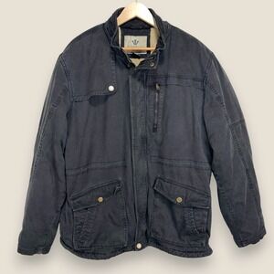 Wenven Sherpa Lined Utility Workwear Jacket Coat Men XL Gray Cotton Military